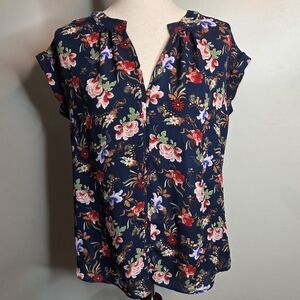 Philosophy Floral Short Sleeve Blouse Top, Size S